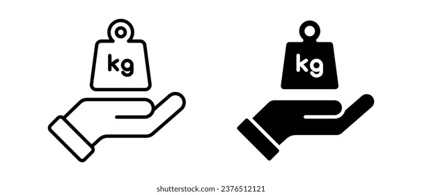 Kettlebell with hand icon vector set. Weight, heavy symbol