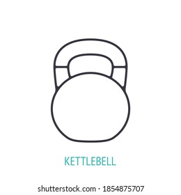 Kettlebell with handle on top outline icon. Vector illustration. Sports equipment. Inventory for body building. Gym training symbol. Thin line pictogram for user interface. Isolated white background