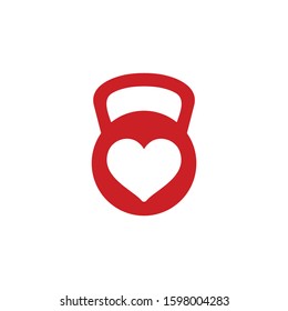 Kettlebell  With Heart Icon Vector Design Template 001