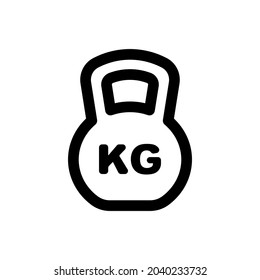 Kettlebell icon. Black contour linear silhouette. Front view. Vector simple flat graphic illustration. The isolated object on a white background. Isolate.