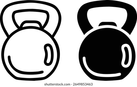 Kettlebell Icon Black and White Vector Fitness Gym Workout Equipment Symbol