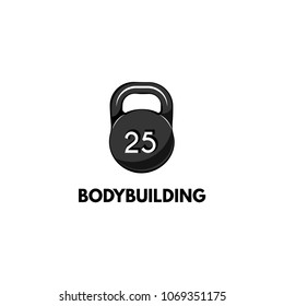 Kettlebell icon. Bodyduilding inscription. Sport badge. Fitness icon Vector illustration