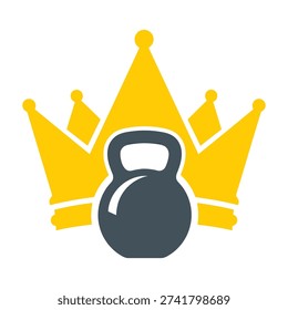 Kettlebell icon with crown symbolizing strength and fitness