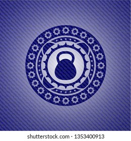 kettlebell icon with denim texture