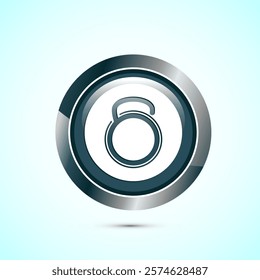 Kettlebell icon design illustration. Weight icon for weight lifting, fitness, and gym workouts. Gray color round button design