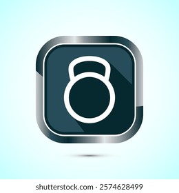 Kettlebell icon design illustration. Weight icon for weight lifting, fitness, and gym workouts. Gray shadow button design