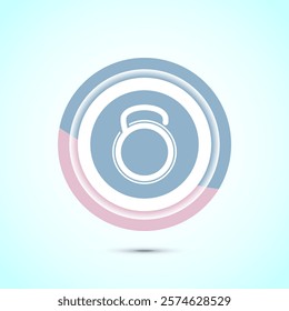 Kettlebell icon design illustration. Weight icon for weight lifting, fitness, and gym workouts. Pastel color button design