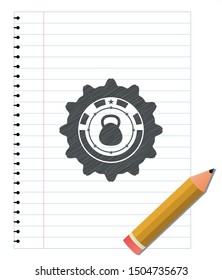 kettlebell icon draw with pencil effect. Vector Illustration. Detailed.