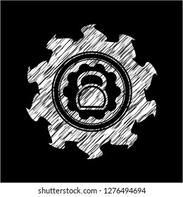 kettlebell icon drawn with chalkboard texture