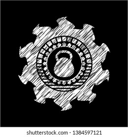 kettlebell icon drawn on a blackboard