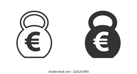 Kettlebell icon with euro sign. Vector illustration.