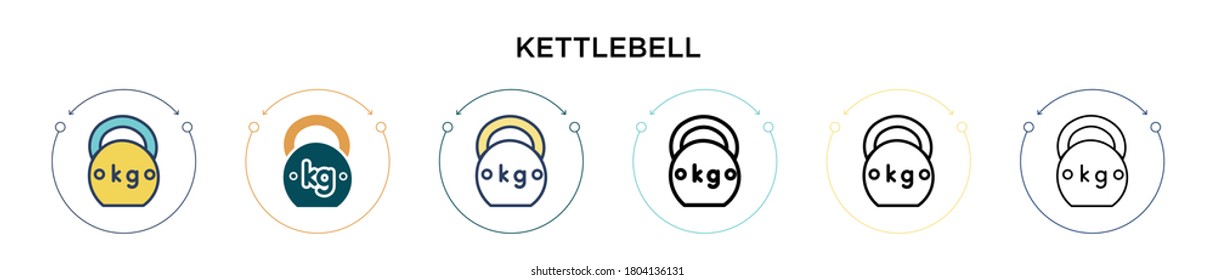 Kettlebell icon in filled, thin line, outline and stroke style. Vector illustration of two colored and black kettlebell vector icons designs can be used for mobile, ui, web