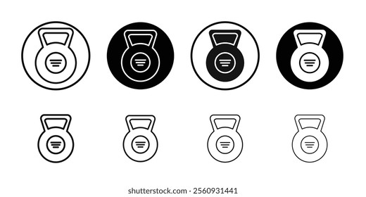 Kettlebell icon Flat outline fill set collection