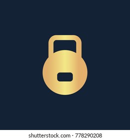 Kettlebell icon flat. Simple gold pictogram on dark background. Vector illustration symbol