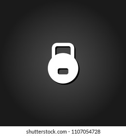 Kettlebell icon flat. Simple White pictogram on black background with shadow. Vector illustration symbol
