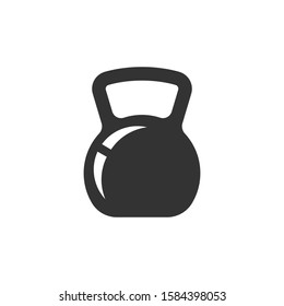 Kettlebell icon in flat style. Barbell sport equipment vector illustration on white isolated background. Dumbbell business concept.