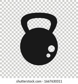 Kettlebell icon in flat style. Barbell sport equipment vector illustration on white isolated background. Dumbbell business concept.