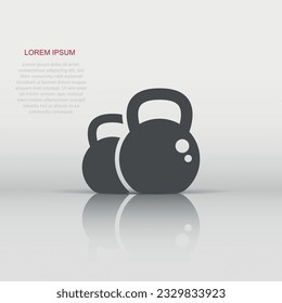 Kettlebell icon in flat style. Barbell sport equipment vector illustration on white isolated background. Dumbbell business concept.