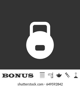 Kettlebell icon flat. White pictogram on black background. Vector illustration symbol and bonus icons