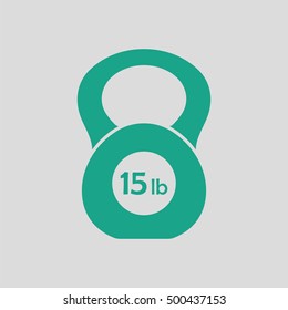 Kettlebell icon. Gray background with green. Vector illustration.