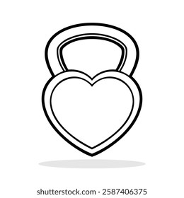 Kettlebell icon. Kettlebell with heart shape expressing love for working out, promoting a healthy lifestyle, and passion for fitness. Vector illustration