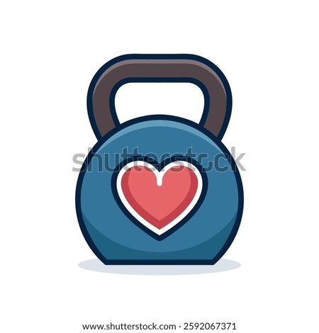 Kettlebell icon. Kettlebell with heart shape expressing love for working out, promoting a healthy lifestyle, and passion for fitness. Vector illustration