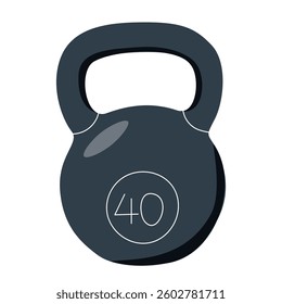 Kettlebell icon. Heavy free weight, gym equipment for strength training, body building, sports workouts, powerlifting exercise. Kettle bell. Flat vector illustration isolated on white background