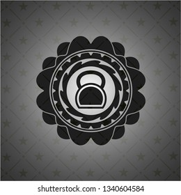 kettlebell icon inside black badge