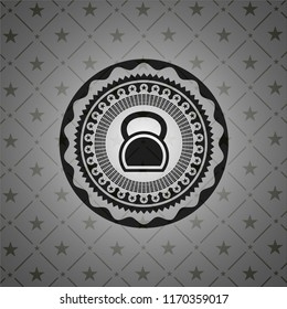 kettlebell icon inside black emblem. Vintage.
