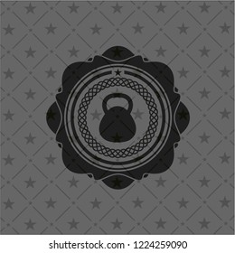 kettlebell icon inside black emblem. Vintage.