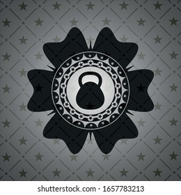 kettlebell icon inside black emblem. Vintage.