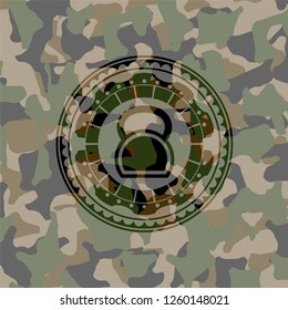kettlebell icon inside camo texture