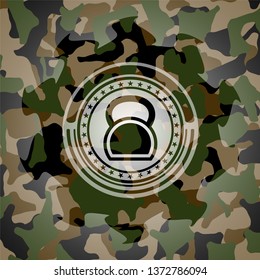 kettlebell icon inside camouflage texture