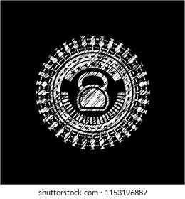 kettlebell icon inside chalk emblem