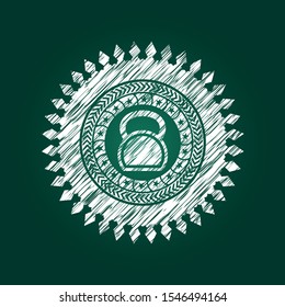 kettlebell icon inside chalk emblem