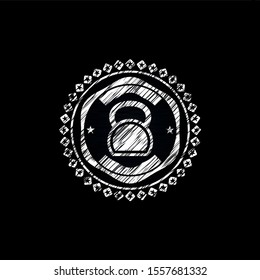 kettlebell icon inside chalkboard emblem