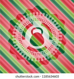 kettlebell icon inside christmas emblem background.