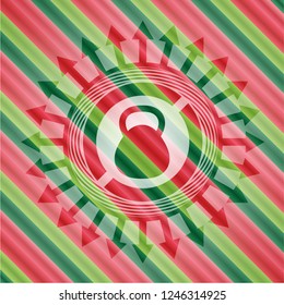 kettlebell icon inside christmas style badge..