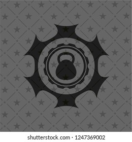 kettlebell icon inside dark badge