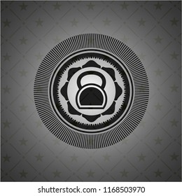 kettlebell icon inside dark emblem
