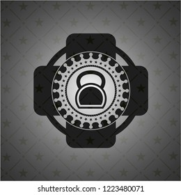 kettlebell icon inside dark emblem