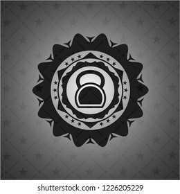 kettlebell icon inside dark emblem