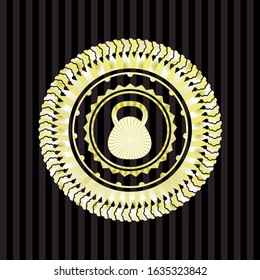 kettlebell icon inside gold badge