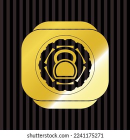 icono de timbre dentro de la insignia de oro o emblema. 