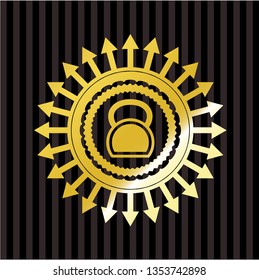 kettlebell icon inside gold emblem