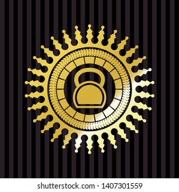 kettlebell icon inside gold shiny emblem