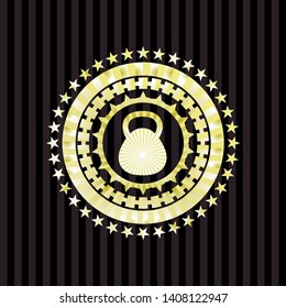 kettlebell icon inside gold shiny emblem