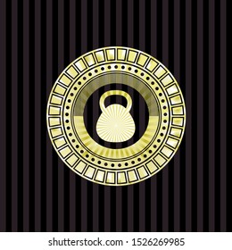 kettlebell icon inside gold shiny emblem