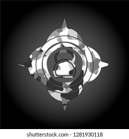 kettlebell icon inside grey camo texture