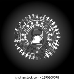kettlebell icon inside grey camo texture